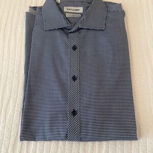 Twillory Men's Navy Checkered Dress Shirt